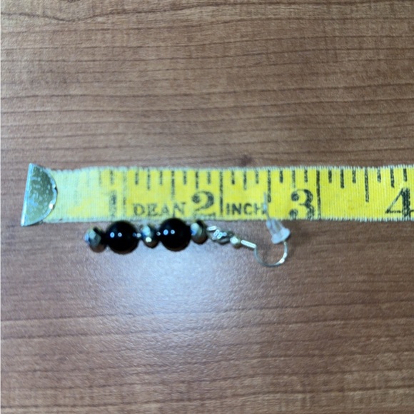 12" Chain Link Black Silver Beaded Necklace and Earring Set - Picture 5 of 5